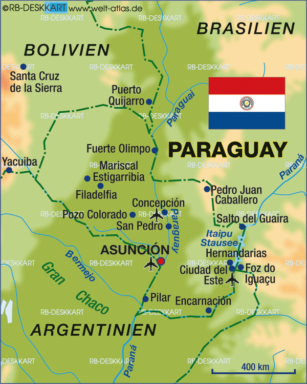 Karte von Paraguay (Land / Staat)