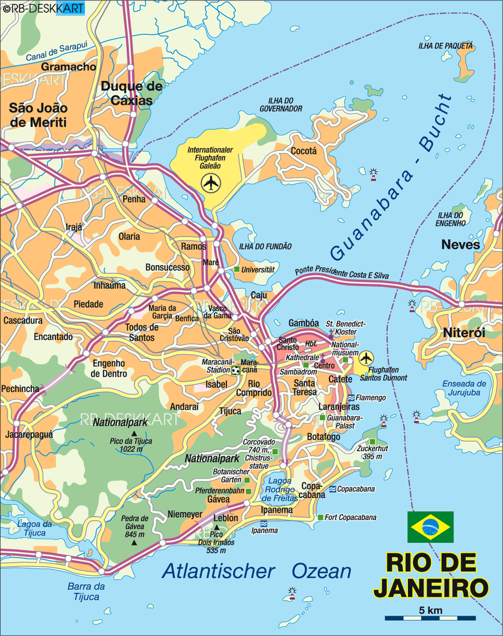 Map of Rio de Janeiro (City in Brazil)