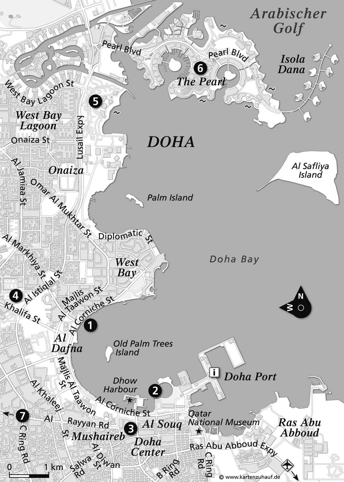 Karte von Doha Zentrum (Stadt in Bahrain)