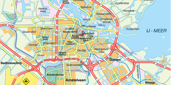 Map of Amsterdam (City in the Netherlands) | Welt-Atlas.de