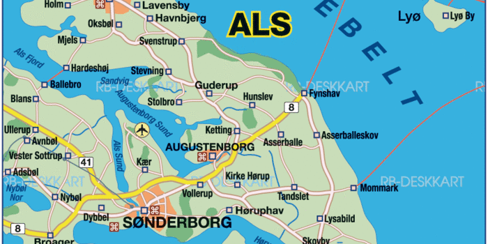 Karte von Alsen, Insel (Insel in Dänemark) | Welt-Atlas.de