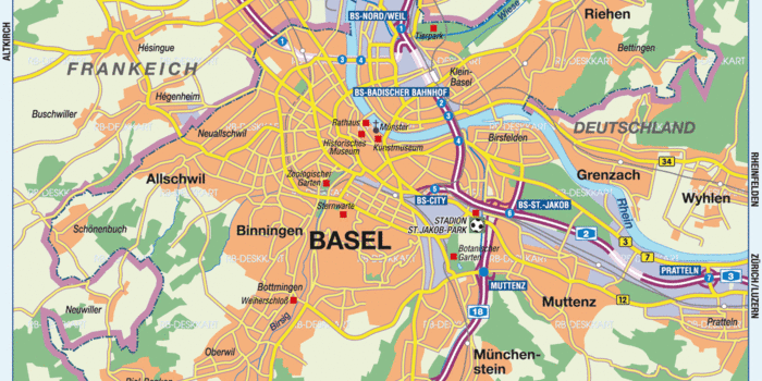 Karte von Basel (Stadt in Schweiz) | Welt-Atlas.de