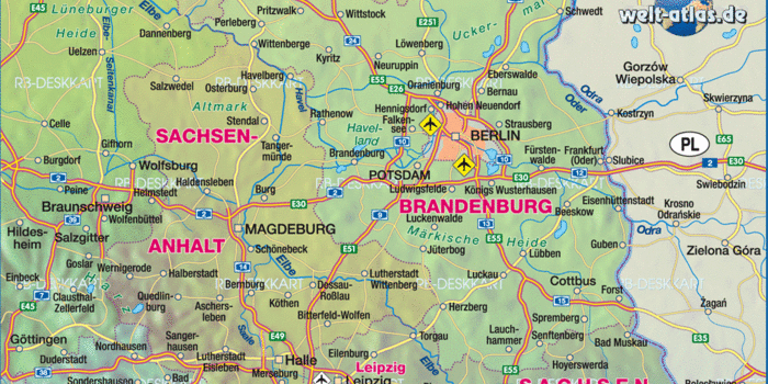Karte von Ostdeutschland (Region in Deutschland) | Welt-Atlas.de