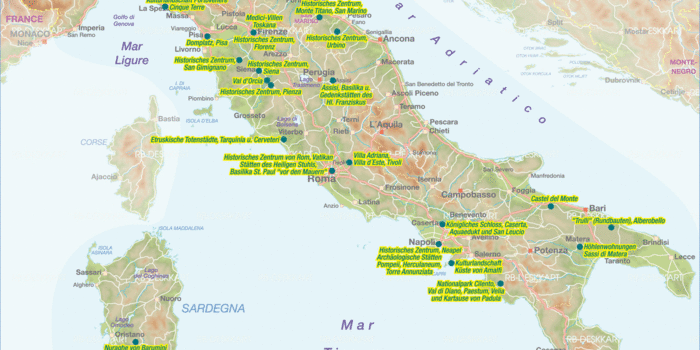 Karte von UNESCO Welterbe Italien (Land / Staat) | Welt-Atlas.de