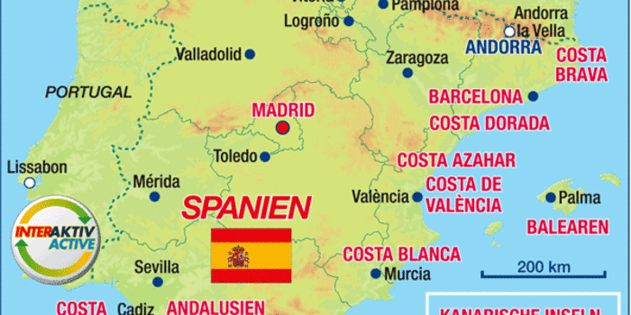 Karte Von Spanien Land Staat Welt Atlas De