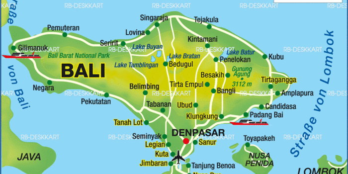 Map of Bali  Island in Indonesia Welt Atlas  de