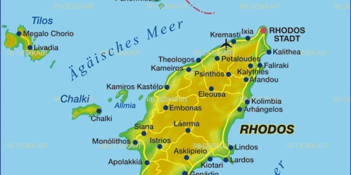 Karte von Rhodos (Insel in Griechenland) | Welt-Atlas.de