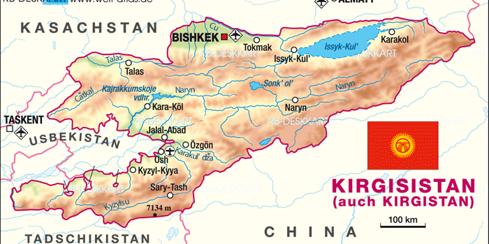 Karte von Kirgistan (Kirgisistan) (Land / Staat) | Welt-Atlas.de