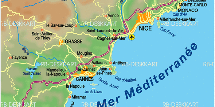 Map of Cote d´Azur (Region in France) | Welt-Atlas.de