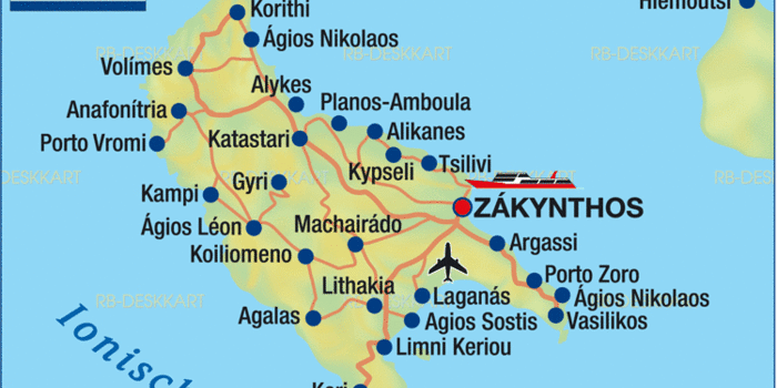 Karte von Zakynthos (Insel in Griechenland) | Welt-Atlas.de
