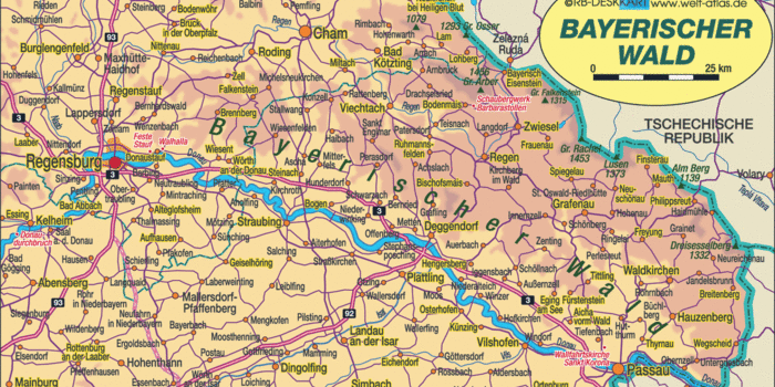 Karte von Bayerischer Wald (Region in Deutschland) | Welt-Atlas.de