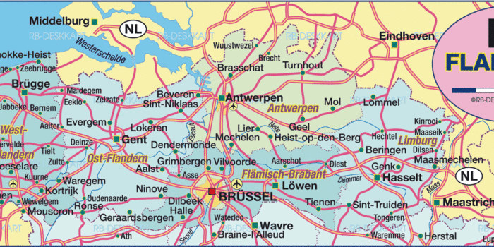 Belgien Flandern Karte | Rurradweg Karte
