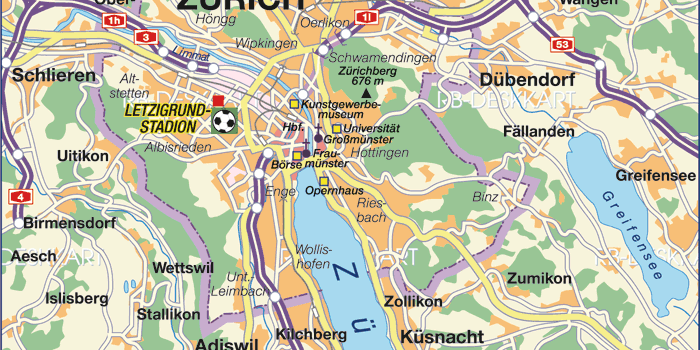 Karte von Zürich (Stadt in Schweiz) | Welt-Atlas.de
