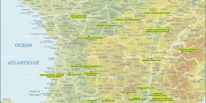 Karte von UNESCO Welterbe Frankreich (Land / Staat) | Welt-Atlas.de