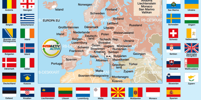 Karte Von Flaggen Europa Themenkarte In 48 Lander Welt Atlas De