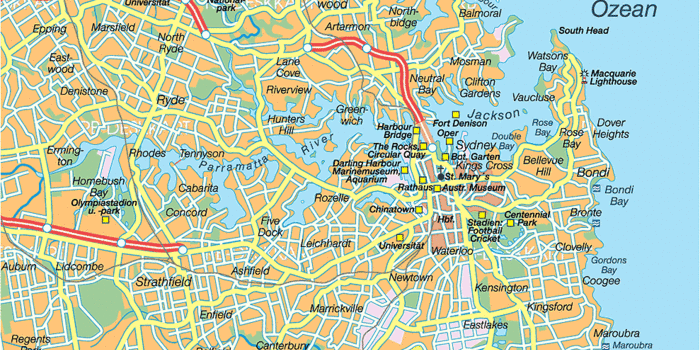 Karte von Sydney (Stadt in Australien) | Welt-Atlas.de